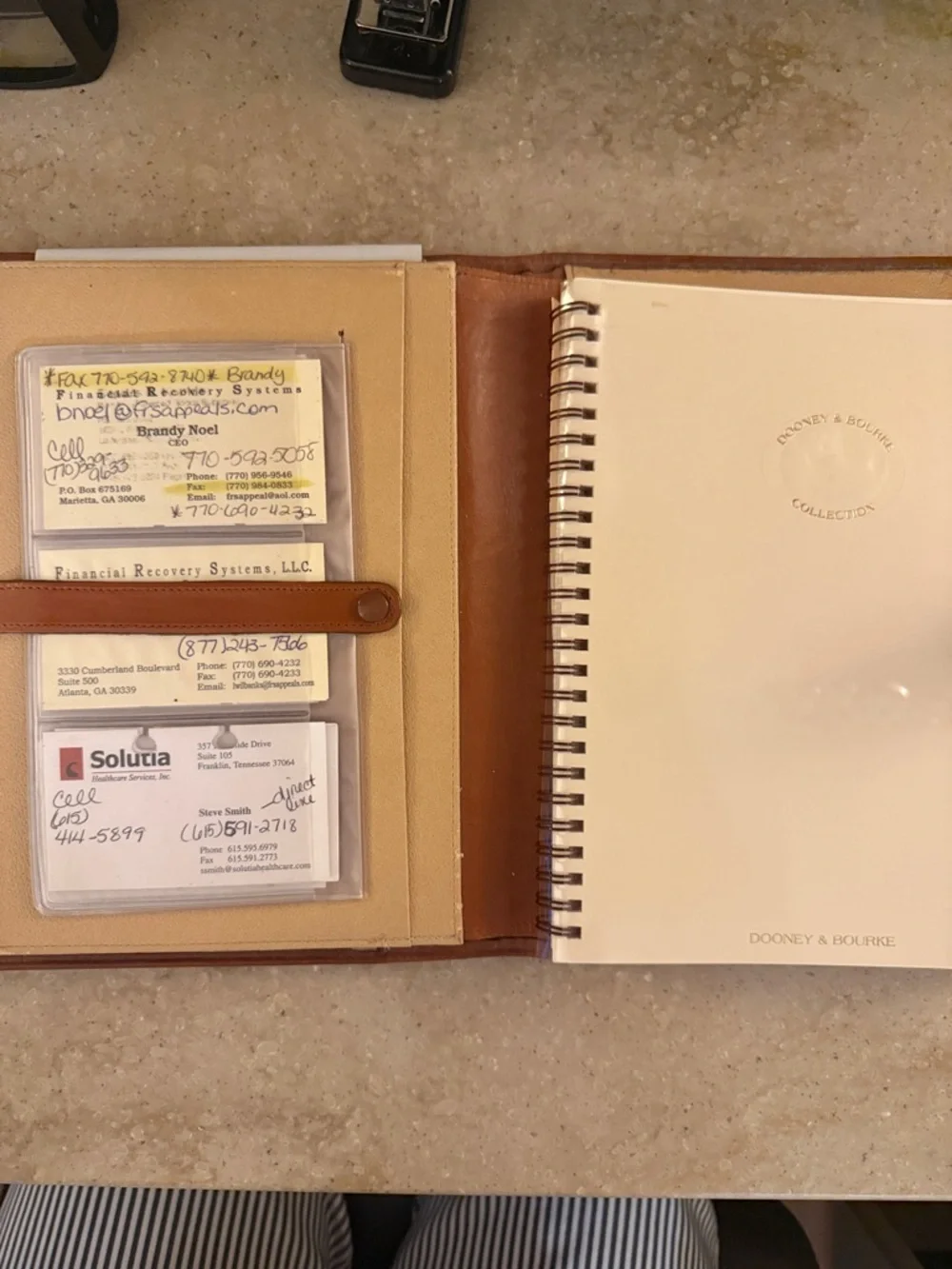 Vintage Dooney & Bourke Green and Brown Leather Planner Folio